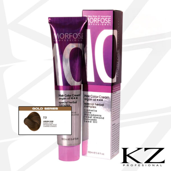 10 Hair Color Cream 100ml Auburn Dore 7.3 - Tinte de Cabello Profesional - MORFOSE
