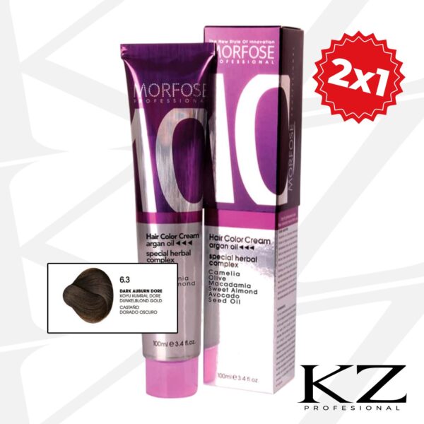 10 Hair Color Cream 100ml Dark Auburn Dore 6.3 - Tinte de Cabello Profesional - MORFOSE