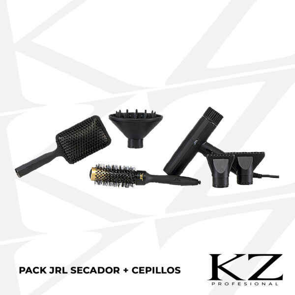 Pack Secador Forte Pro + Cepillo Térmico + Cepillo Raqueta Antiestático - JRL - Imagen 2